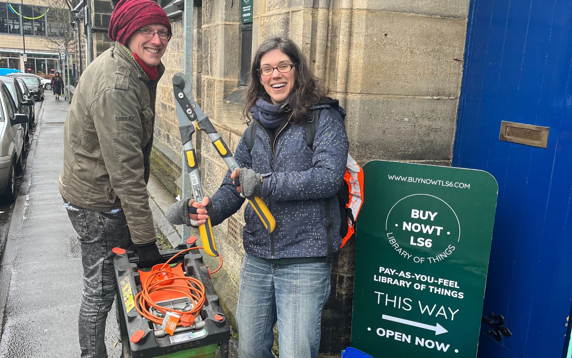 Members collecting items from the library