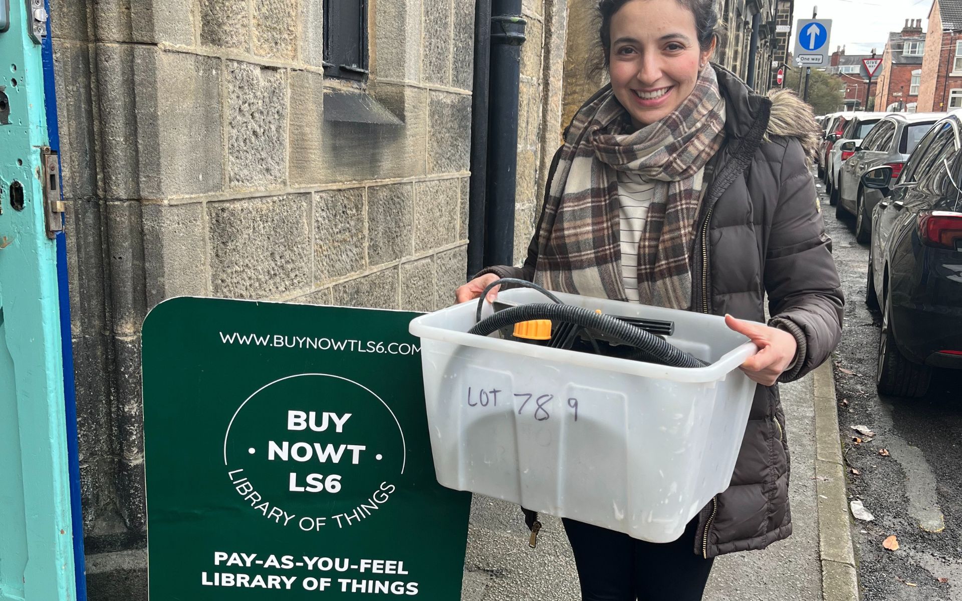 Members collecting items from the library