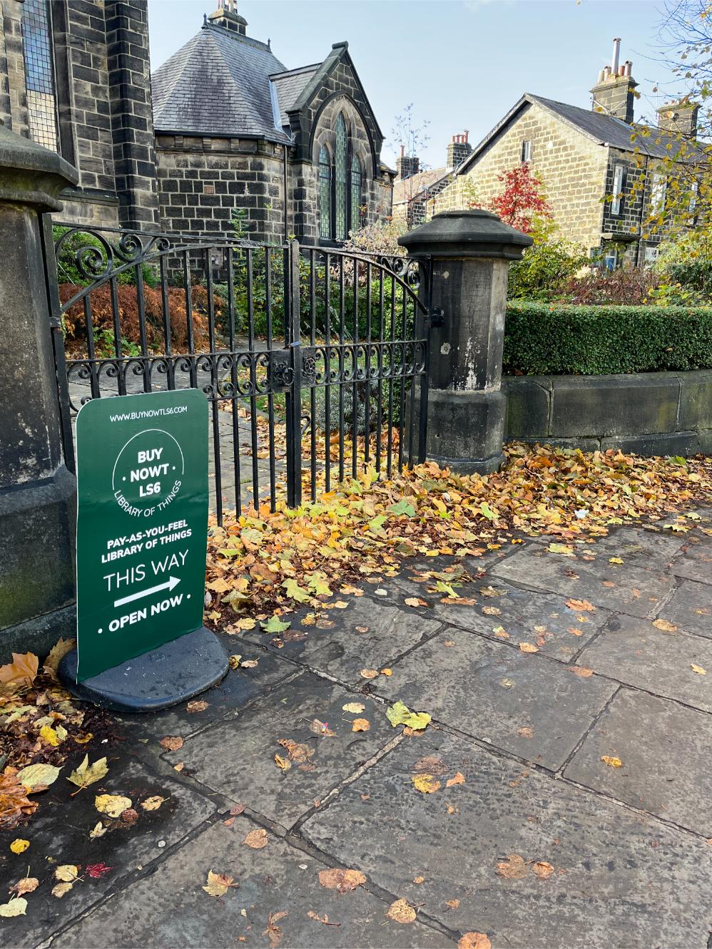 Outside the library